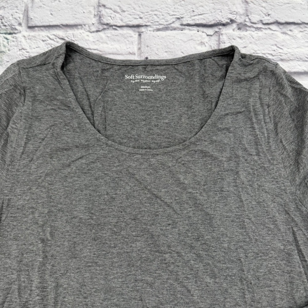Soft Surroundings Womens Medium Grey Scoop Neck Long Sleeve Stretch Tunic Top - Picture 3 of 9